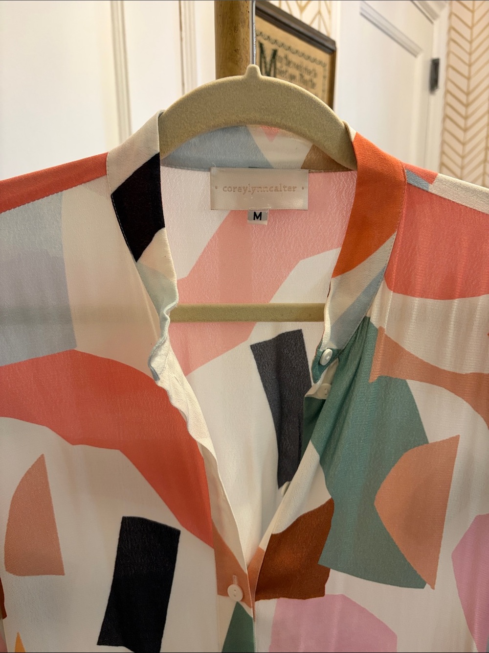 Abstract Print Button-Front Midi Dress in Multi-Color - Picture 4 of 5